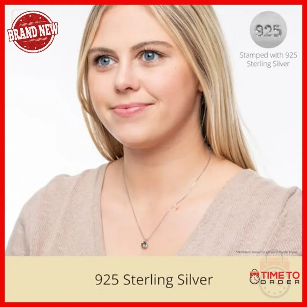 Sterling Silver 6mm Cushion Cut Gemstone Pendant Necklace 18 Inch Chain